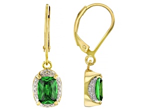 Green And White Cubic Zirconia 18k Yellow Gold Over Sterling Silver Earrings 2.03ctw