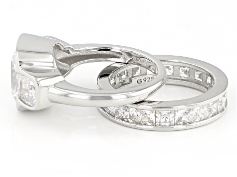 ウッティイ。 White Cubic Zirconia Rhodium Over Sterling Silver Ring 2.80