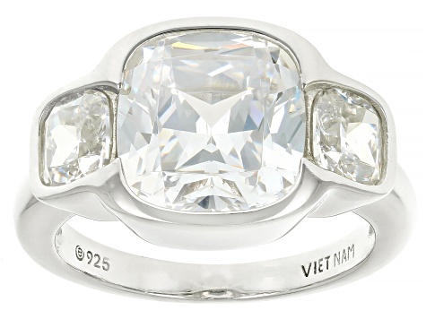 White Cubic Zirconia Platinum Over Sterling Silver Ring Set