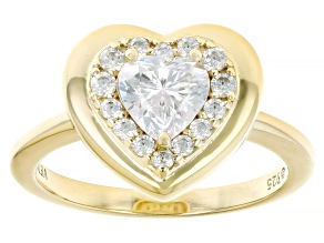 White Cubic Zirconia 18k Yellow Gold Over Sterling Silver Heart Ring 1.63ctw