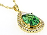 Green And White Cubic Zirconia 18k Yellow Gold Over Sterling Silver Pendant With Chain 6.91ctw