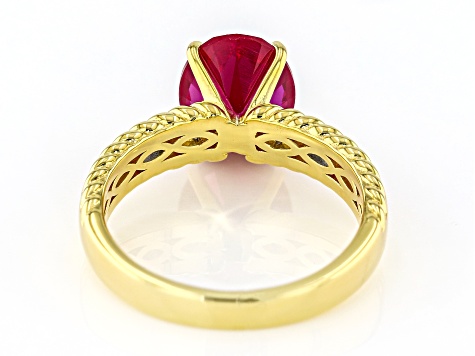 Lab Created Ruby And White Cubic Zirconia 18k Yellow Gold Over Sterling ...