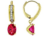 Lab Created Ruby And White Cubic Zirconia 18k Yellow Gold Over Sterling Silver Earrings 2.76ctw