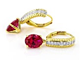 Lab Created Ruby And White Cubic Zirconia 18k Yellow Gold Over Sterling Silver Earrings 2.76ctw