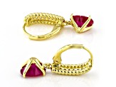 Lab Created Ruby And White Cubic Zirconia 18k Yellow Gold Over Sterling Silver Earrings 2.76ctw