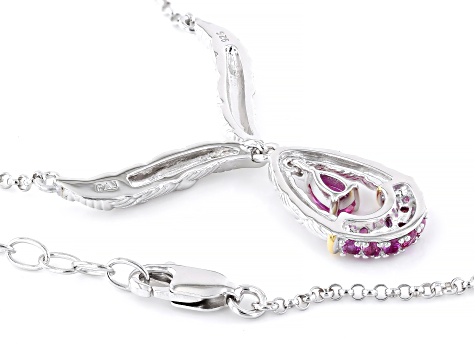 Pink Lab Created Sapphire Rhodium Over Sterling Silver Necklace 0.63ctw