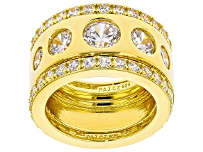 White Cubic Zirconia 18k Yellow Gold Over Sterling Silver Ring Set 7.29ctw