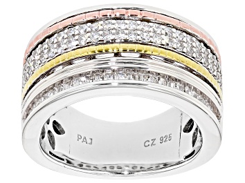 White Cubic Zirconia 18k Yellow Gold Over Sterling Silver Ring 0.19ctw