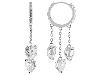 White Cubic Zirconia Rhodium Over Brass Hoops 15.00ctw