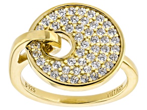 White Cubic Zirconia 18k Yellow Gold Over Sterling Silver Ring 1.15ctw