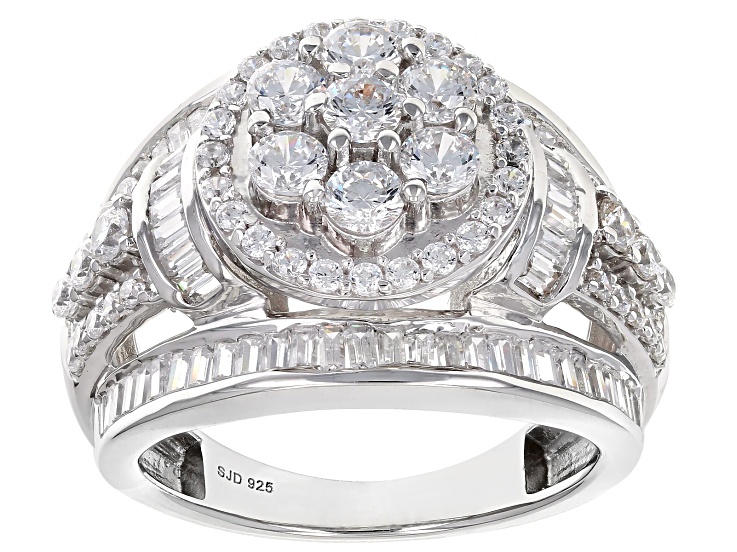 White Cubic Zirconia Rhodium Over Sterling Silver Ring 3.65