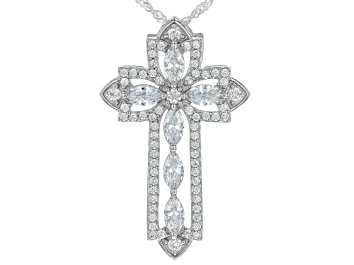 White Lab-Grown Diamond H SI 14k Yellow Gold Over Sterling Silver Pendant With 18" Chain 0.75ct