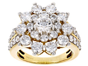 White Cubic Zirconia 18k Yellow Gold Over Sterling Silver Ring 5.00ctw