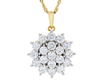 Picture of White Cubic Zirconia 18k Yellow Gold Over Sterling Silver Pendant 5.35ctw