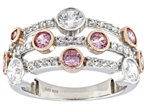 Pink And White Cubic Zirconia Rhodium Over Sterling Silver Ring 2.60ctw