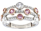 Pink And White Cubic Zirconia Rhodium Over Sterling Silver Ring 2.60ctw