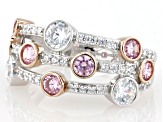 Pink And White Cubic Zirconia Rhodium Over Sterling Silver Ring 2.60ctw