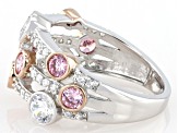 Pink And White Cubic Zirconia Rhodium Over Sterling Silver Ring 2.60ctw