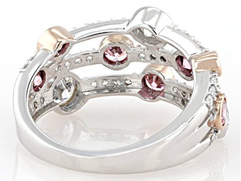 Pink And White Cubic Zirconia Rhodium Over Sterling Silver Ring 2.60ctw