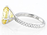 Canary And White Cubic Zirconia Rhodium Over Sterling Silver Ring 14.52ctw