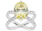 Canary And White Cubic Zirconia Rhodium Over Sterling Silver Ring 15.43ctw