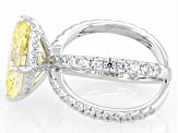 Canary And White Cubic Zirconia Rhodium Over Sterling Silver Ring 15.43ctw