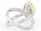 Canary And White Cubic Zirconia Rhodium Over Sterling Silver Ring 15.43ctw