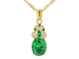 Green And White Cubic Zirconia 18k Yellow Gold Over Sterling Silver Pendant 7.44ctw