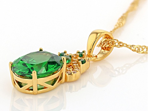 Green And White Cubic Zirconia 18k Yellow Gold Over Sterling Silver Pendant 7.44ctw