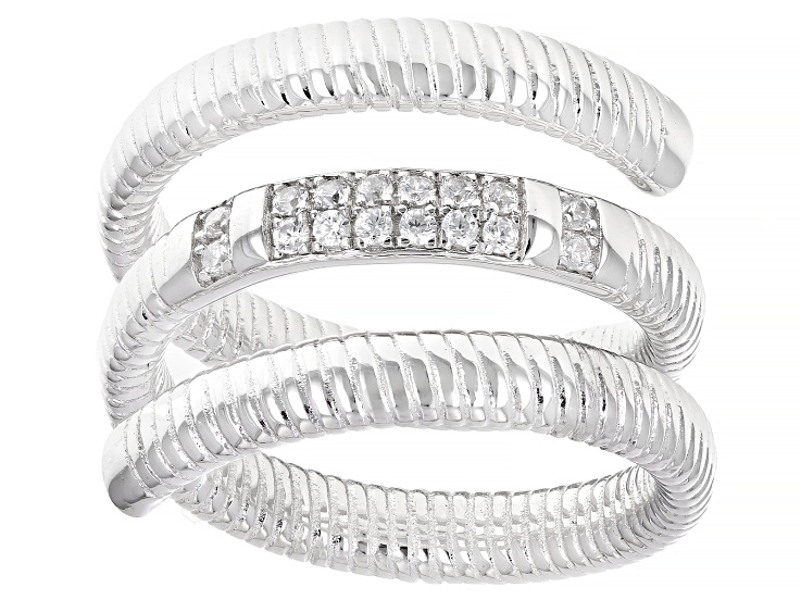 White Cubic Zirconia Rhodium Over Sterling Silver Tubogas