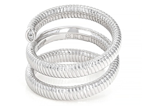 White Cubic Zirconia Rhodium Over Sterling Silver Tubogas