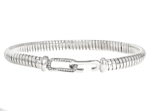 White Cubic Zirconia Rhodium Over Sterling Silver Tubogas Bracelet 0.25ctw