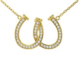 White Cubic Zirconia 18k Yellow Gold Over Sterling Silver Horseshoe Necklace 0.54ctw