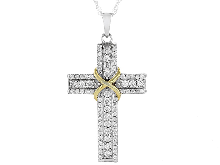 White Cubic Zirconia Rhodium And 18k Yellow Gold Over Sterling