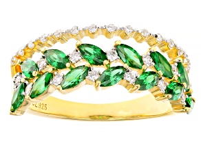 Green And White Cubic Zirconia 18k Yellow Gold Over Sterling Silver Ring 1.68ctw