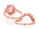 Pink And White Cubic Zirconia 18k Rose Gold Over Sterling Silver Ring Set 5.25ctw