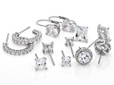 White Cubic Zirconia Rhodium Over Sterling Silver Boxed Earring Set 17.49ctw