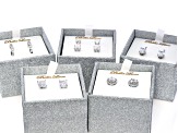 White Cubic Zirconia Rhodium Over Sterling Silver Boxed Earring Set 17.49ctw