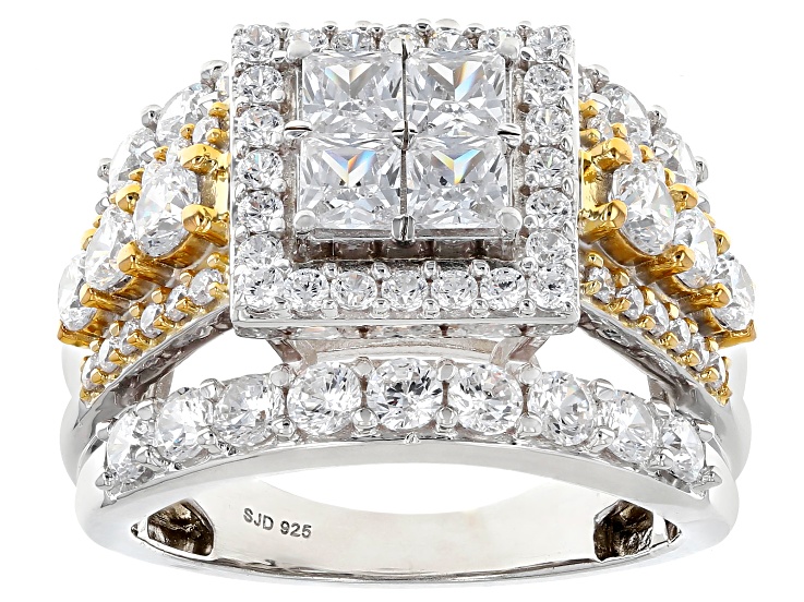 White Cubic Zirconia Rhodium Over Sterling Silver Ring 4.75