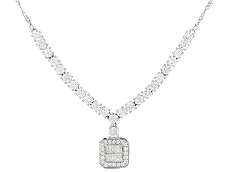 White Cubic Zirconia Rhodium Over Sterling Silver Necklace White Cubic Zirconia Rhodium Over Sterling Silver Necklace