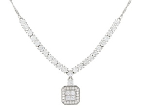 White Cubic Zirconia Rhodium Over Sterling Silver Necklace 6.15ctw
