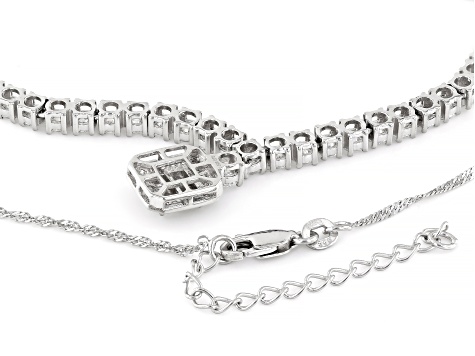 White Cubic Zirconia Rhodium Over Sterling Silver Necklace