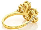White Cubic Zirconia 18k Yellow Gold Over Sterling Silver Flower Ring 4.96ctw