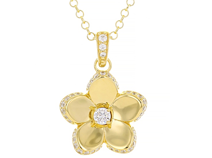 White Cubic Zirconia 18k Yellow Gold Over Sterling Silver