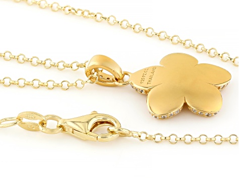 White Cubic Zirconia 18k Yellow Gold Over Sterling Silver