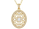 White Cubic Zirconia 18k Yellow Gold Over Sterling Silver Pendant 1.92ctw