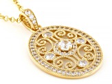 White Cubic Zirconia 18k Yellow Gold Over Sterling Silver Pendant 1.92ctw