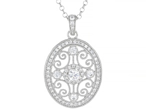 White Cubic Zirconia Rhodium Over Sterling Silver Pendant 1.92ctw