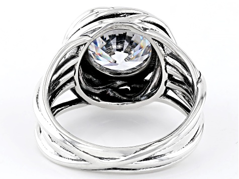 White Cubic Zirconia Rhodium Over Sterling Silver Ring 5.60