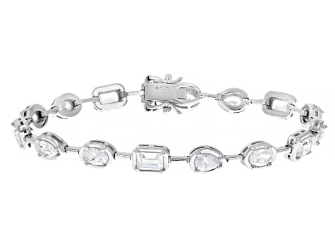 White Cubic Zirconia Platinum Over Sterling Silver Tennis Bracelet 15.18ctw